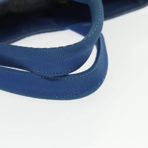 PRADA Canapa MM Hand Bag Canvas Blue Gold Auth 101425 - Picture 7 of 16